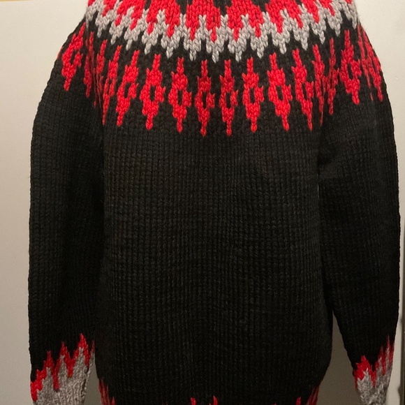 HANDKNITTED UNISEX ZIP UP SWEATER . SIZE LARGE knitter unknown new no tags - Picture 5 of 8